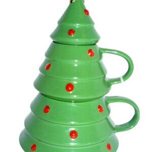 Hallmark Christmas Tree Stacking Mug or Snack Set with Star Lid
